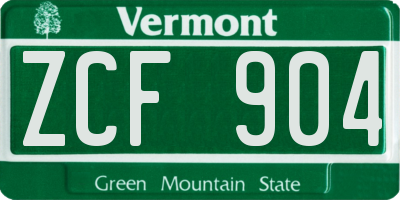 VT license plate ZCF904
