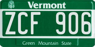 VT license plate ZCF906