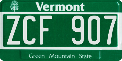 VT license plate ZCF907