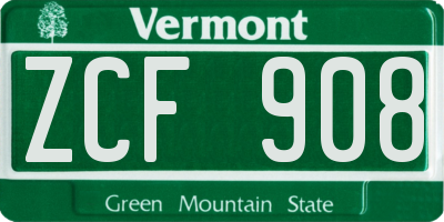 VT license plate ZCF908