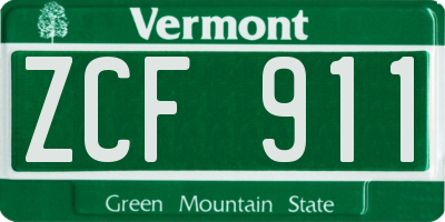 VT license plate ZCF911
