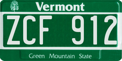 VT license plate ZCF912
