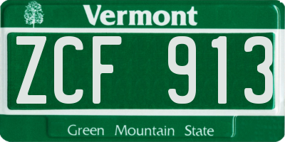 VT license plate ZCF913