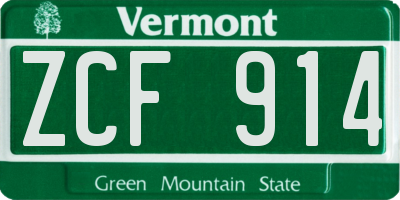 VT license plate ZCF914