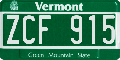 VT license plate ZCF915