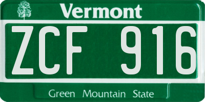 VT license plate ZCF916