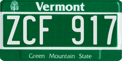 VT license plate ZCF917