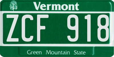 VT license plate ZCF918