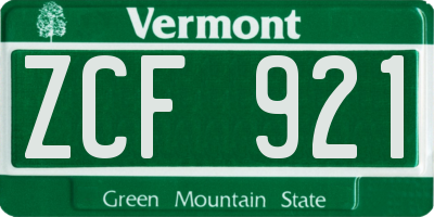 VT license plate ZCF921