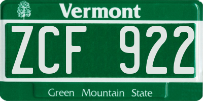 VT license plate ZCF922