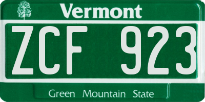 VT license plate ZCF923