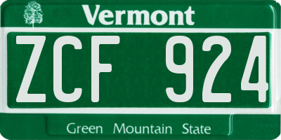 VT license plate ZCF924
