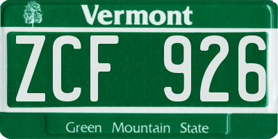 VT license plate ZCF926