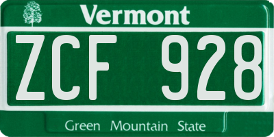 VT license plate ZCF928