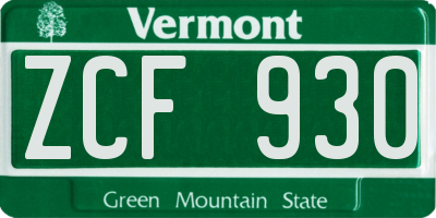 VT license plate ZCF930