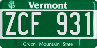 VT license plate ZCF931