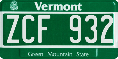 VT license plate ZCF932