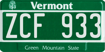 VT license plate ZCF933