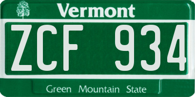 VT license plate ZCF934