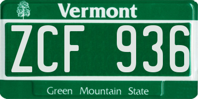 VT license plate ZCF936