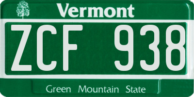 VT license plate ZCF938