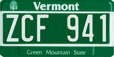 VT license plate ZCF941