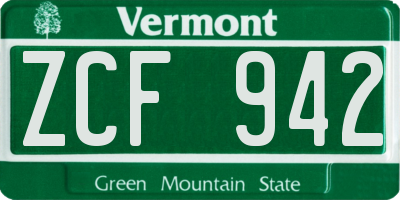 VT license plate ZCF942