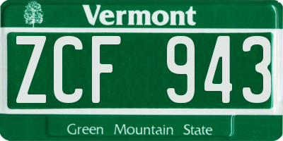 VT license plate ZCF943
