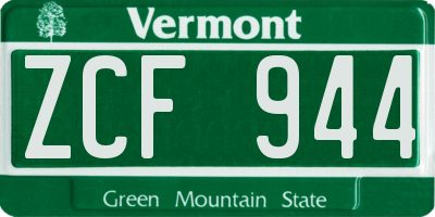 VT license plate ZCF944