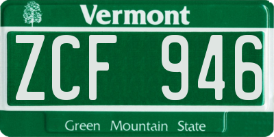 VT license plate ZCF946