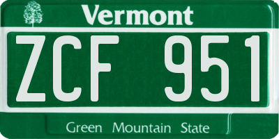 VT license plate ZCF951