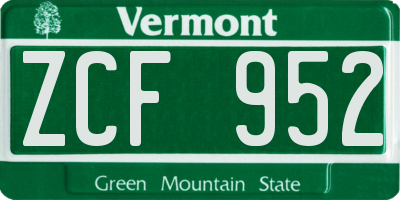 VT license plate ZCF952