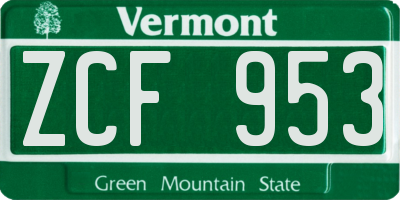 VT license plate ZCF953