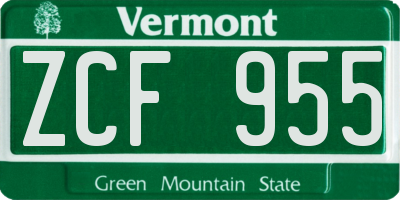 VT license plate ZCF955