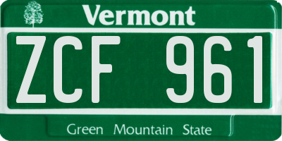 VT license plate ZCF961