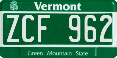 VT license plate ZCF962