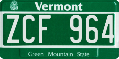 VT license plate ZCF964