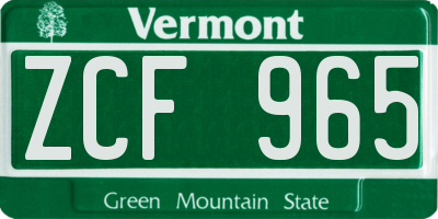VT license plate ZCF965