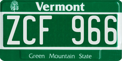 VT license plate ZCF966