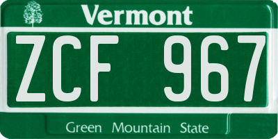 VT license plate ZCF967