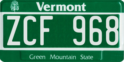 VT license plate ZCF968