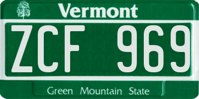 VT license plate ZCF969