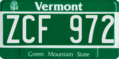 VT license plate ZCF972