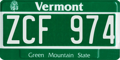 VT license plate ZCF974