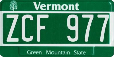 VT license plate ZCF977
