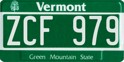 VT license plate ZCF979