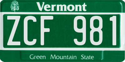 VT license plate ZCF981