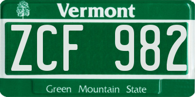 VT license plate ZCF982