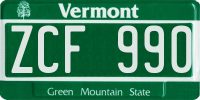 VT license plate ZCF990