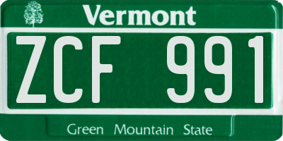 VT license plate ZCF991
